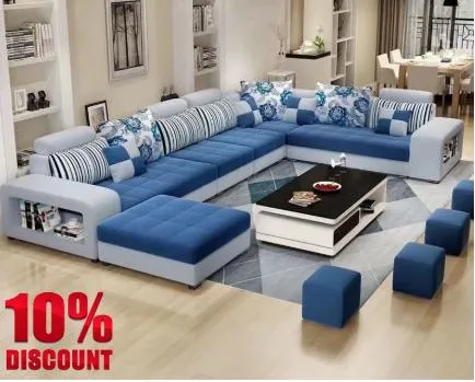 Modern Fabric Living Room Home Office Furniture Corner U Shape Leisure Sectional Sofa