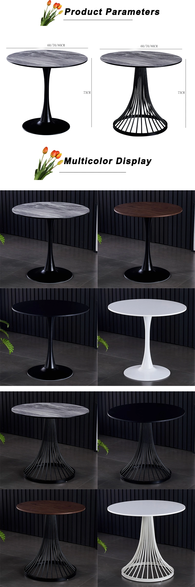 Wholesale Home Restaurant Meeting Room Furniture Small Round Cafe Table Tea Cafe MDF Top Table for Dining Room