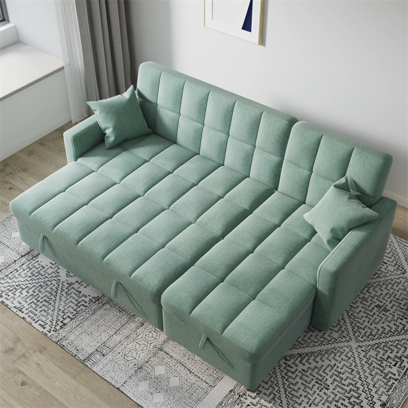 Modern Fabric Stylish Office Home L-Shaped Storage Folding Sofa