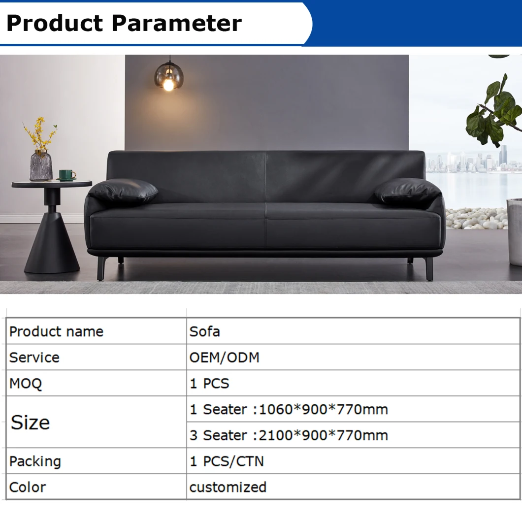 Modern Home/Living Room/Office Furniture 3 Seat Black Sofa Fabric Leisure Couch Singapore Leather Sofa